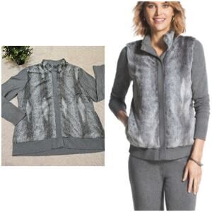 Women's Gray Faux Fur Jacket
